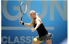 BIRMINGHAM, ENGLAND - JUNE 13:  Klara Koukalova of the Czech Republic in action against Ana Ivanovic of Serbia during Day 5 of the Aegon Classic at Edgbaston Priory Club on June 13, 2014 in Birmingham, England.  (Photo by Jordan Mansfield/Getty Images for Aegon)